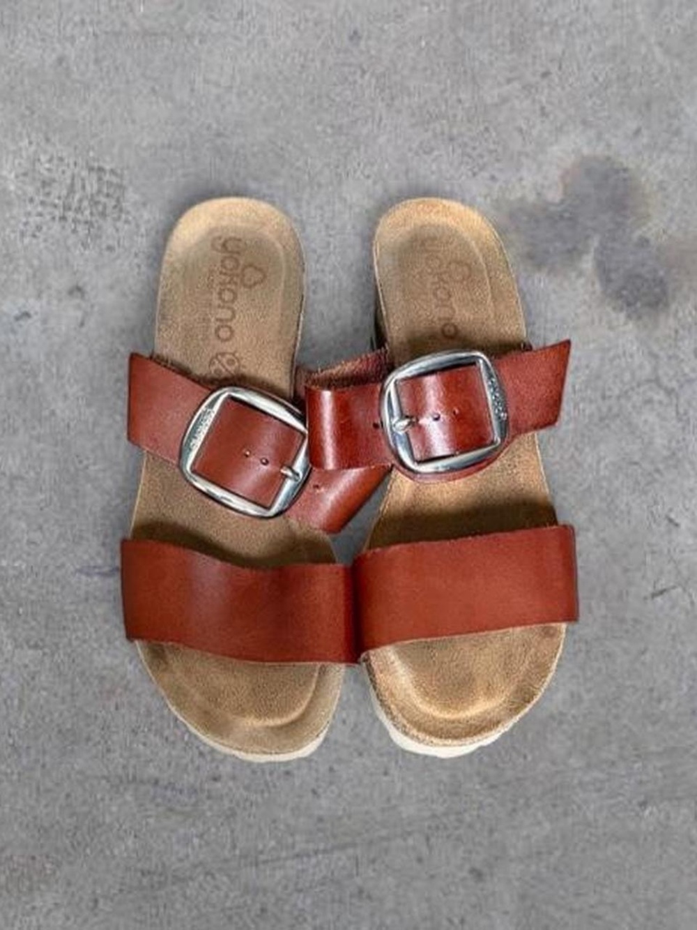 Women’s Brown/red Leather wedges with Buckle